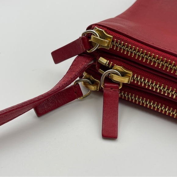 Celine trio crossbody leather messenger handbag in red size large - Picture 5 of 16